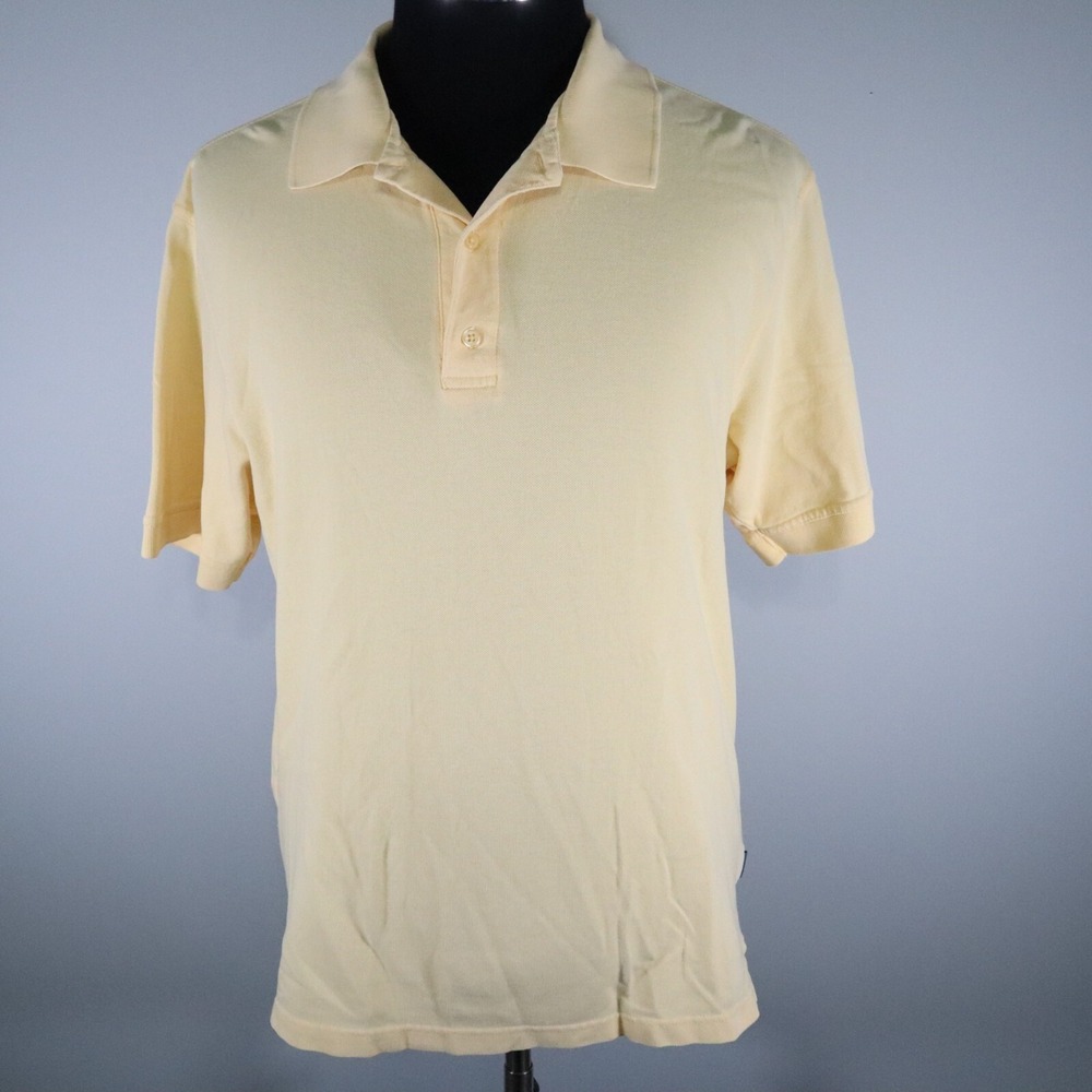 Dockers Polo Shirt Mens Medium Tour Golf Casual Knit Cotton Yellow Short Sleeve
